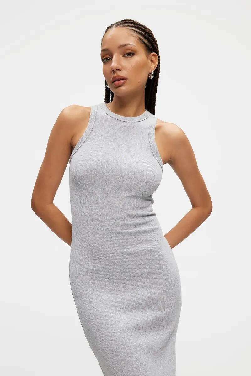 Ribbed Halter Dress | Heather Grey sold by Bella Chic product image thumbnail 3