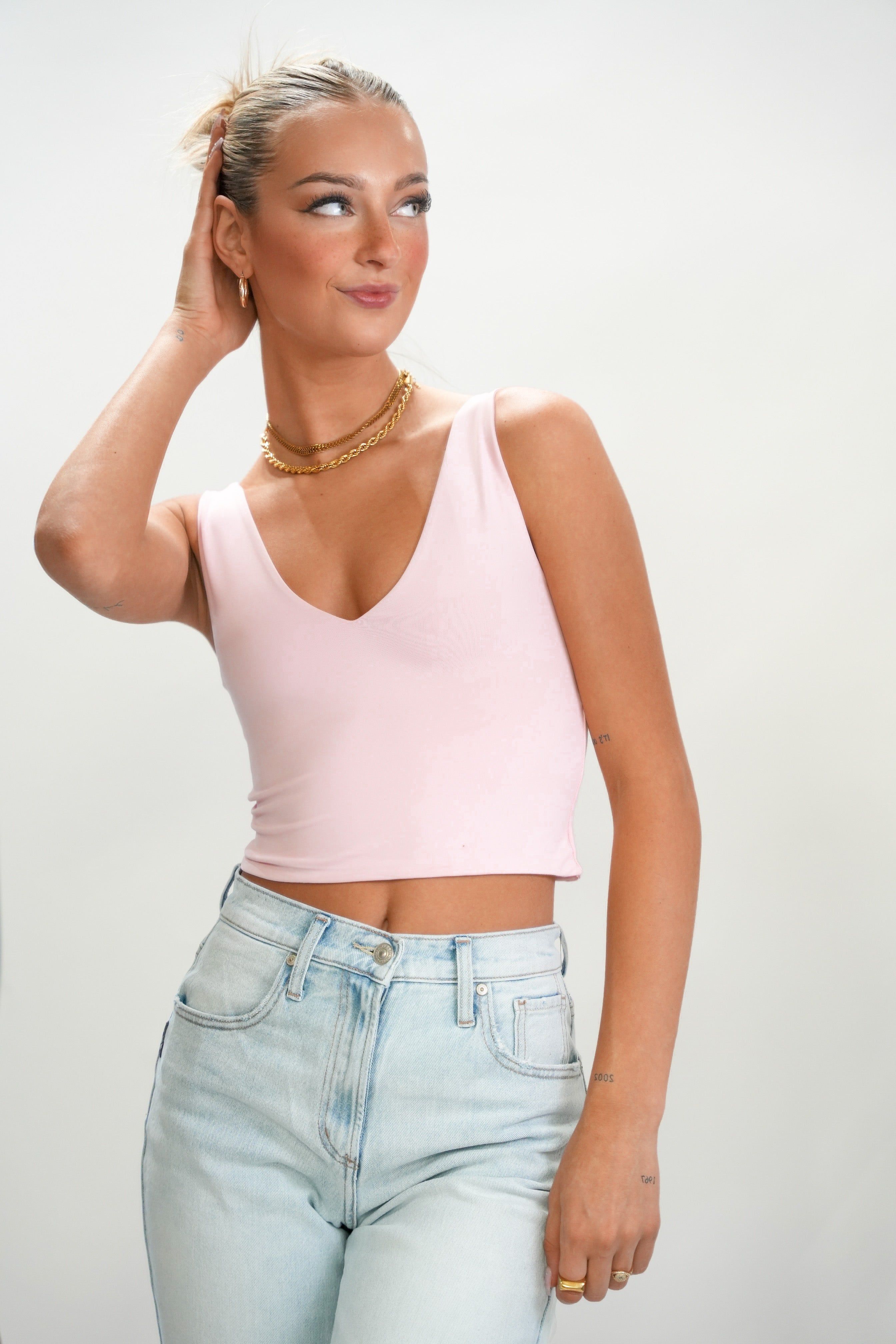 Second Skin Valentina Double V Tank | Pink Gin sold by Bella Chic product image thumbnail 2