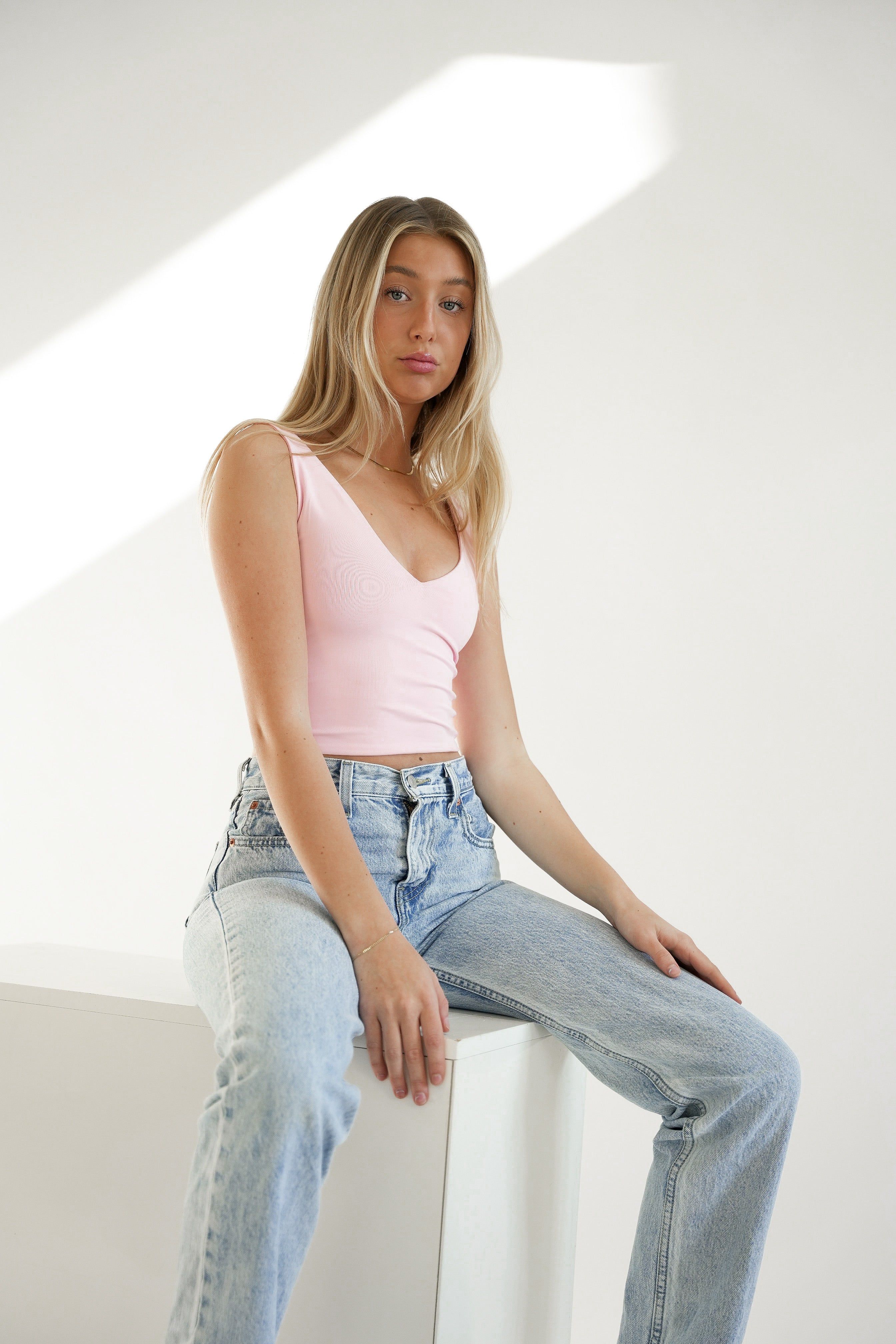 Second Skin Valentina Double V Tank | Pink Gin sold by Bella Chic