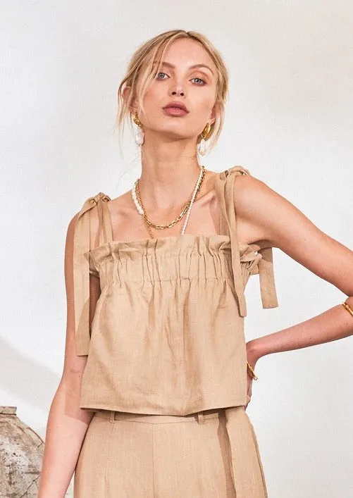 Lost in Lunar Monroe Top | Mocha sold by Bella Chic