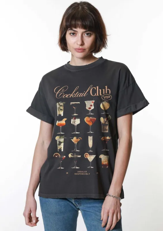 Cocktail Club Boyfriend Tee | Vintage Black sold by Bella Chic