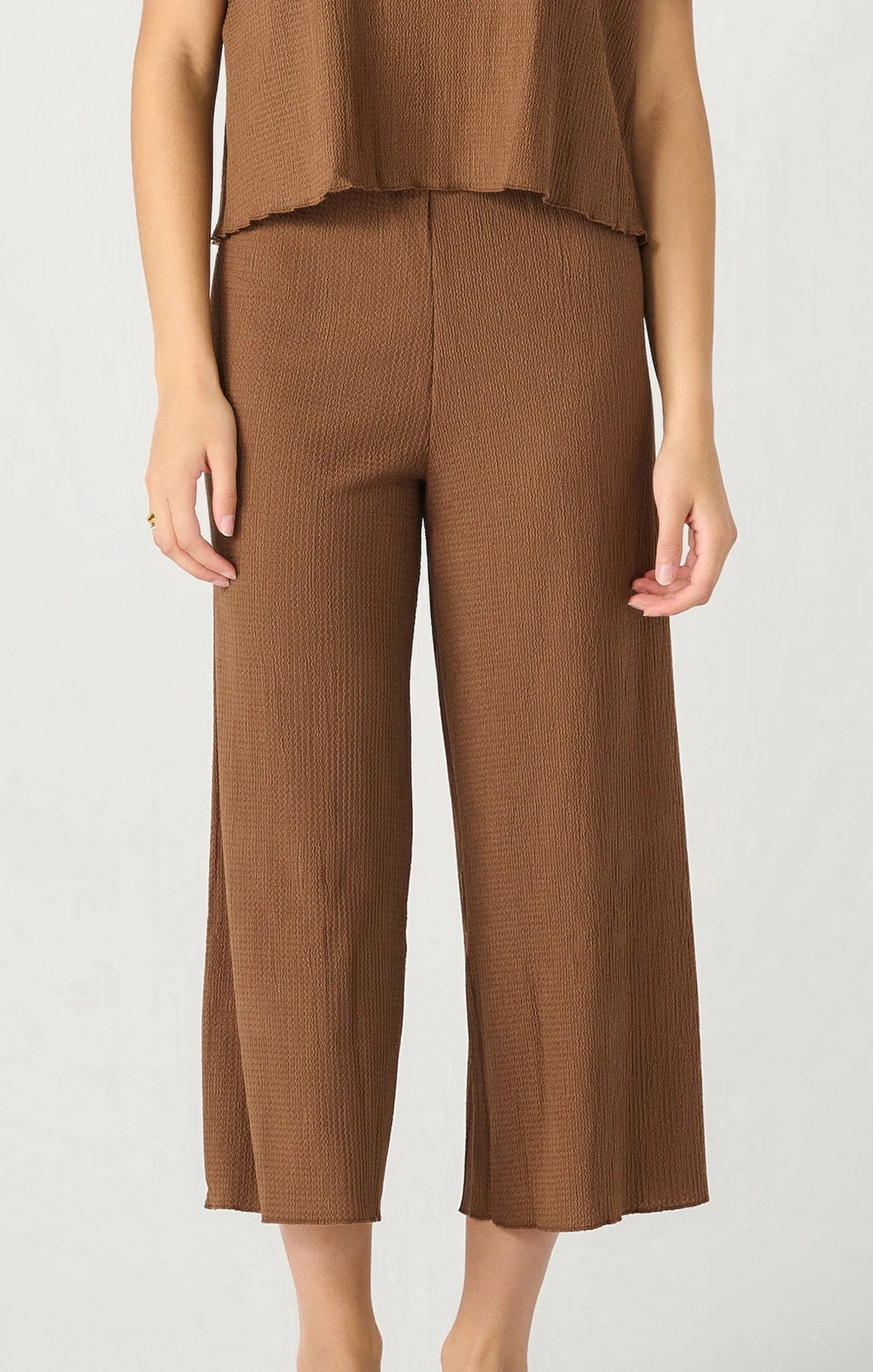 Pull On Textured Culotte Pant | Walnut sold by Bella Chic