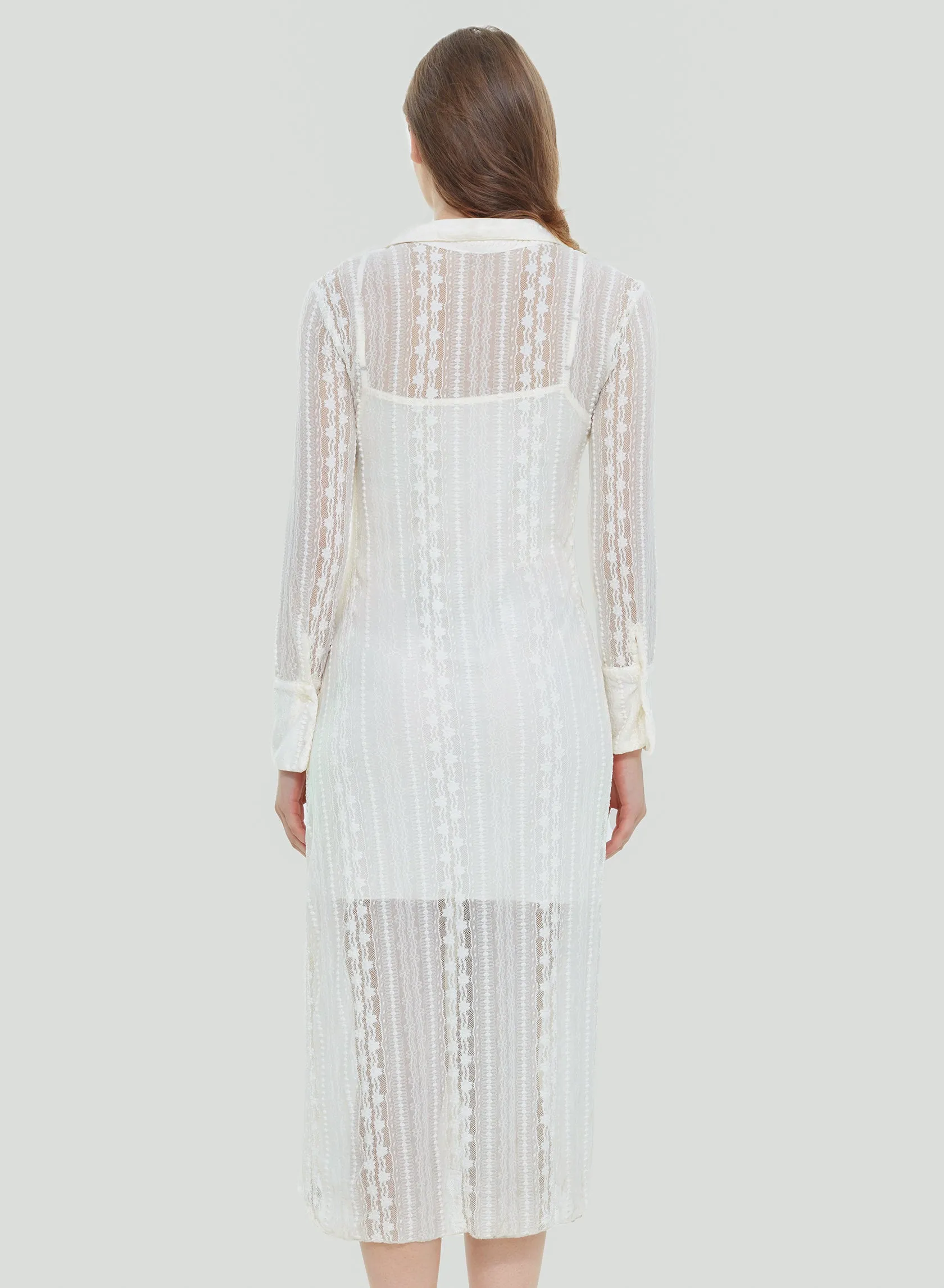 Collared Lace Midi Dress | Off-White Lace sold by Bella Chic product image thumbnail 2