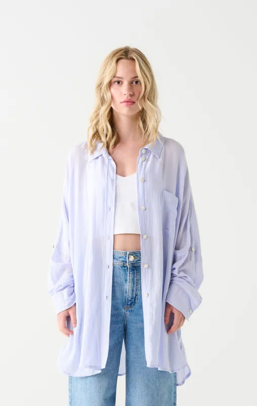 Oversized Shirt | Blue/Pink Stripe sold by Bella Chic
