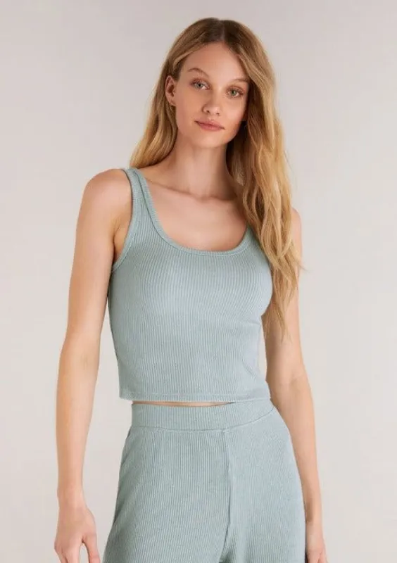 Easy Peezy Rib Tank | Blue Topaz sold by Bella Chic