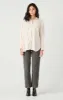 Long Sleeve Oversized Button Front Shirt | Ivory/ Beige Stripe sold by Bella Chic