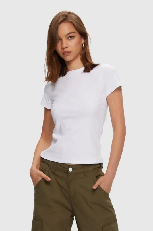 Micro Rib Tee | White sold by Bella Chic
