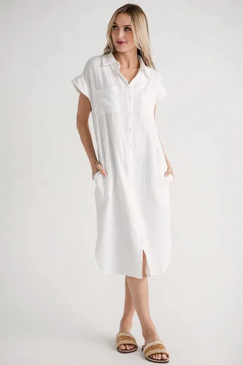 Aira Bubble Gauze Dolman Dress | White sold by Bella Chic product image thumbnail 2