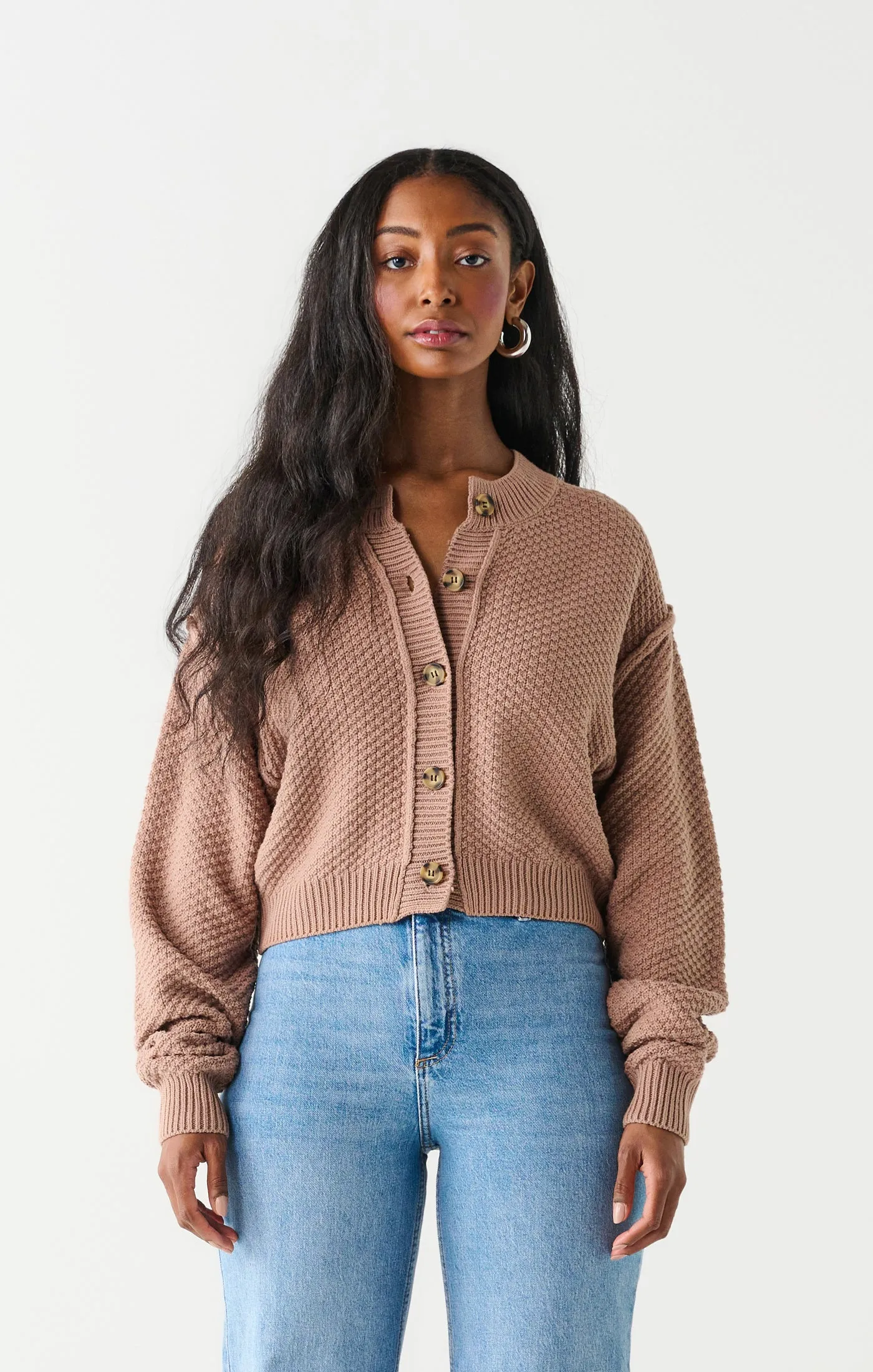 Textured Stitch Cardigan | Mocha sold by Bella Chic