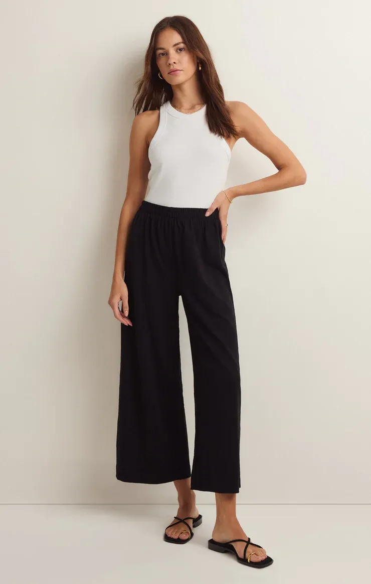 Scout Textured Slub Pant | Black sold by Bella Chic