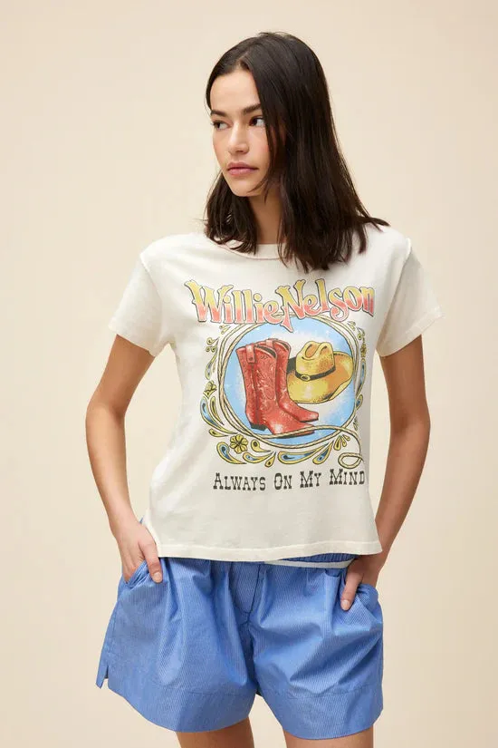 Willie Nelson Paisley Reverse GF Tee | Dirty White sold by Bella Chic