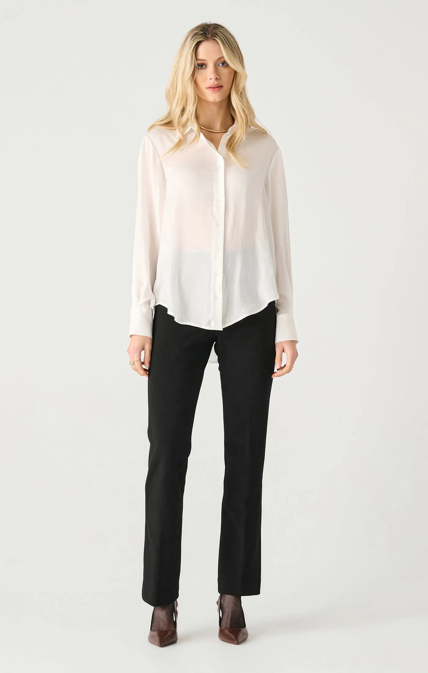 Long Sleeve Flowy Satin Blouse | White sold by Bella Chic product image thumbnail 3