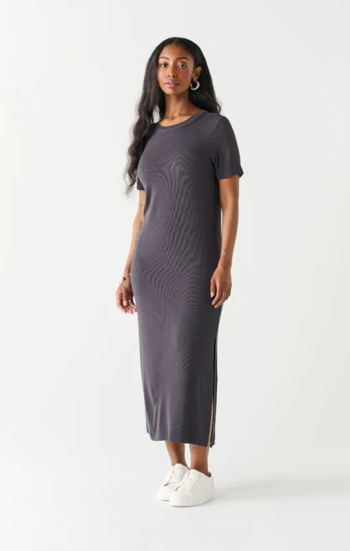 Ribbed T-Shirt Midi Dress | Vintage Black sold by Bella Chic