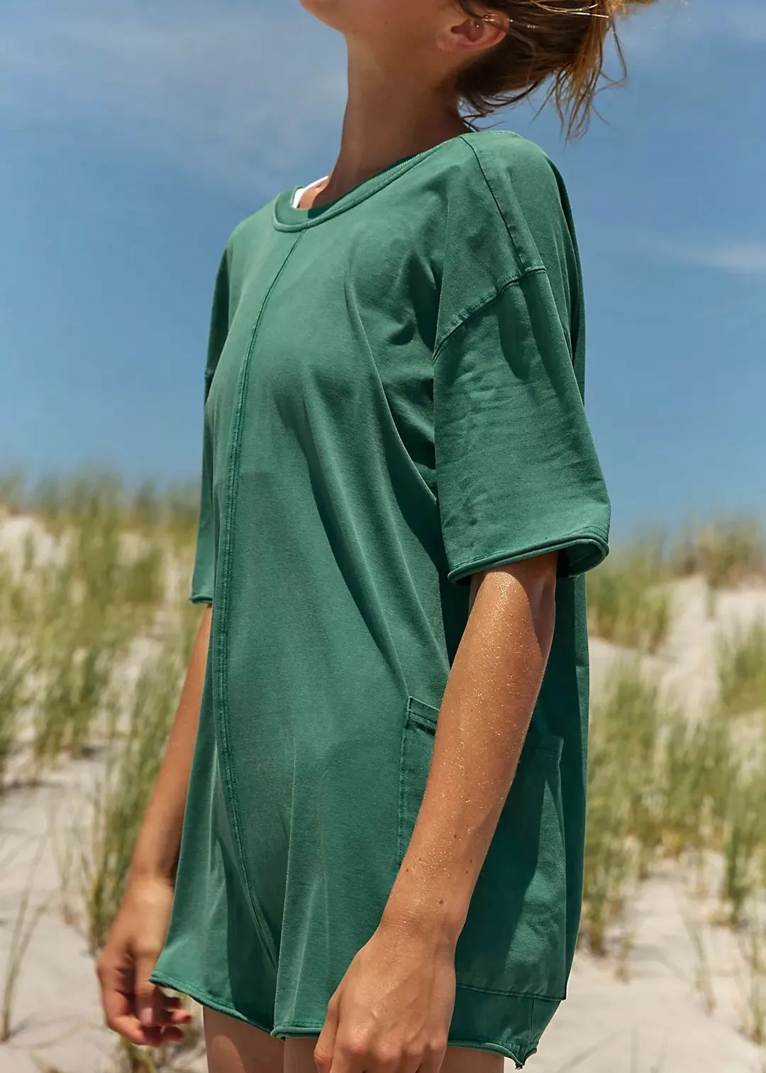 Hot Shot Tee Romper | Heritage Green sold by Bella Chic