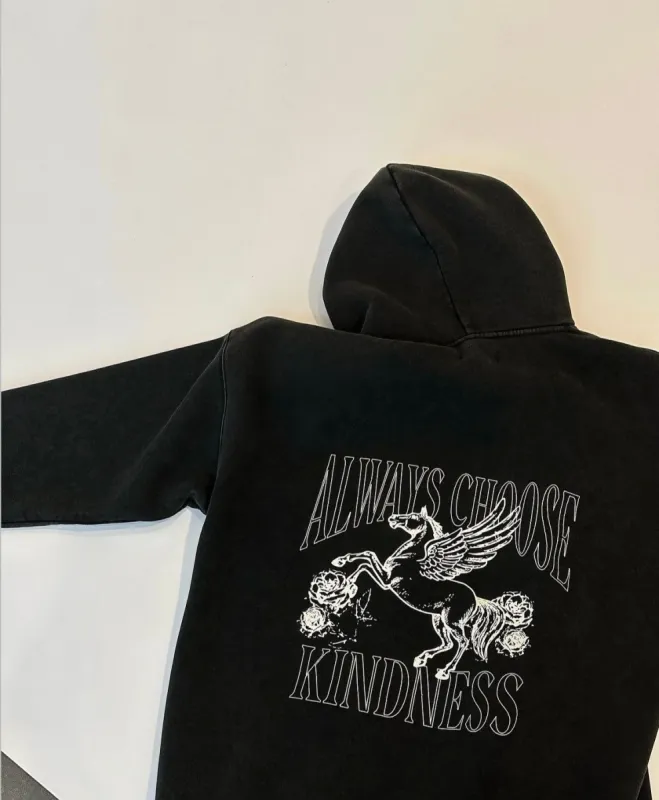 Always Choose Kindness Big Sister Hoodie | Washed Black sold by Bella Chic