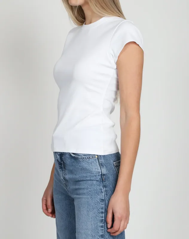Ribbed Fitted T-Shirt | White sold by Bella Chic