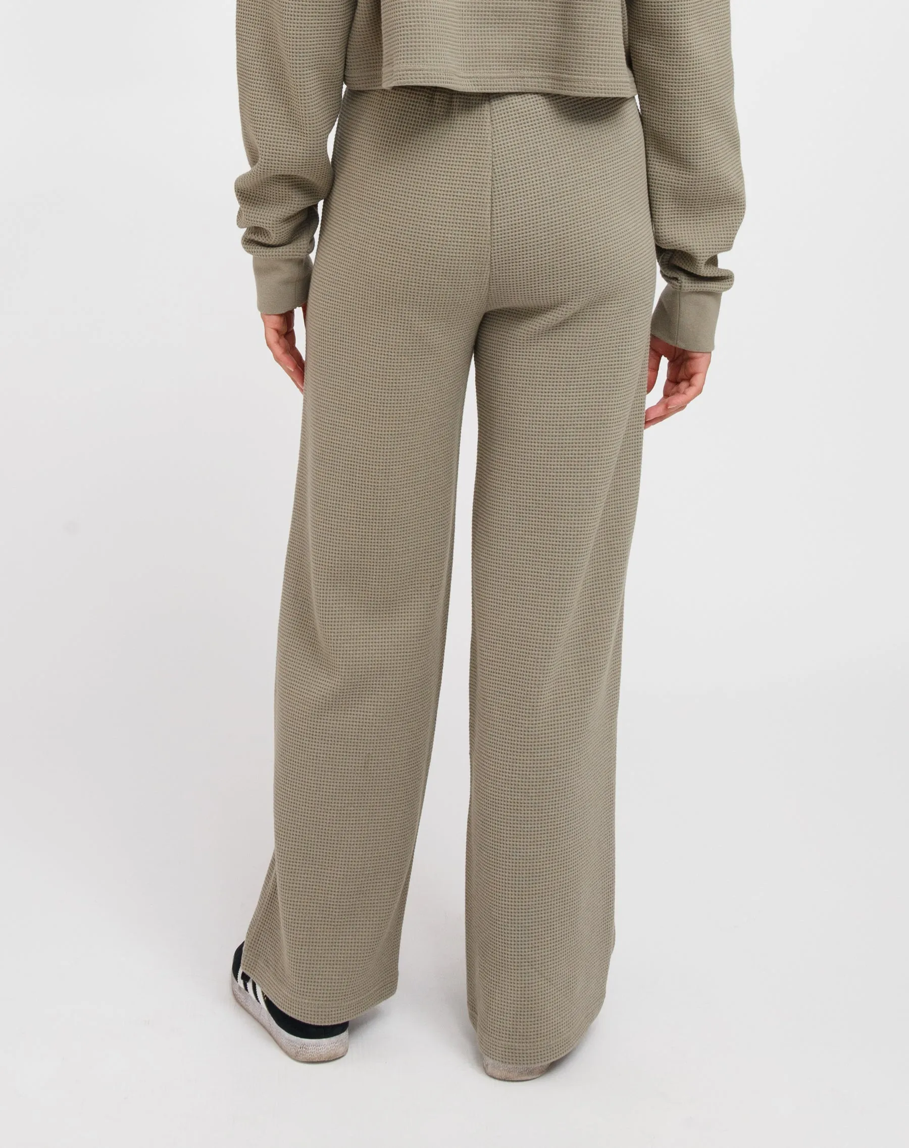 Waffle Knit Wide Leg Pant | Olive sold by Bella Chic product image thumbnail 2