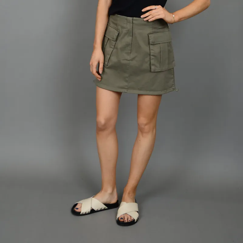 Sirada Cargo Mini Skirt | Olive sold by Bella Chic