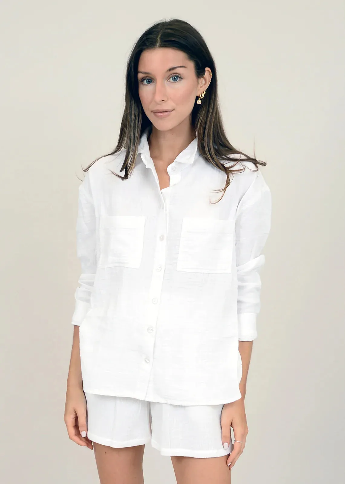 Alaia Bubble Gauze Shirt | White sold by Bella Chic