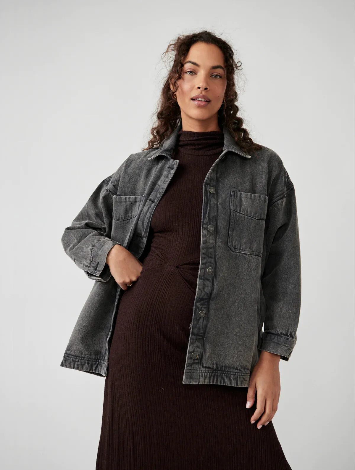 Madison City Twill Jacket | Washed Black sold by Bella Chic