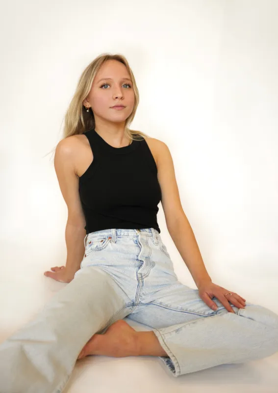 Lily Rib Tank | Black sold by Bella Chic