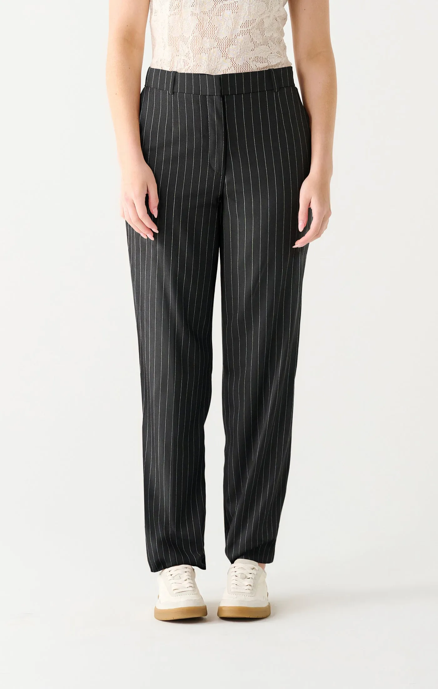 Straight Leg Pant | Black Pin Stripe sold by Bella Chic