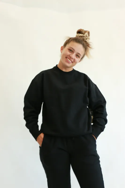 Christa Boyfriend Crewneck | Black sold by Bella Chic