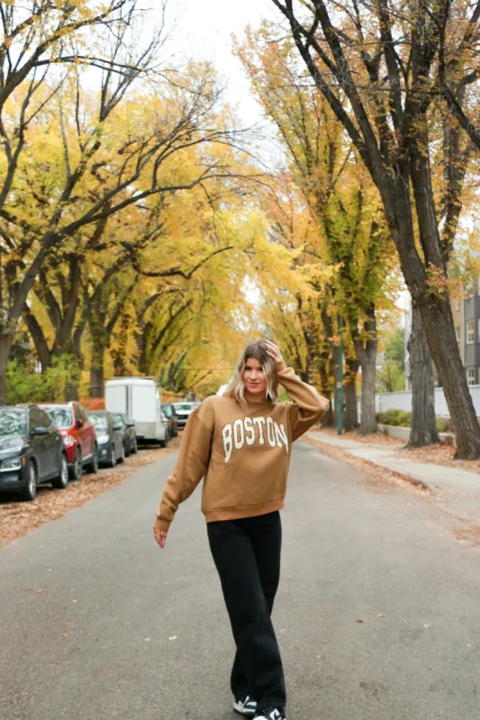 Boston Graphic Crew Sweatshirt sold by Bella Chic