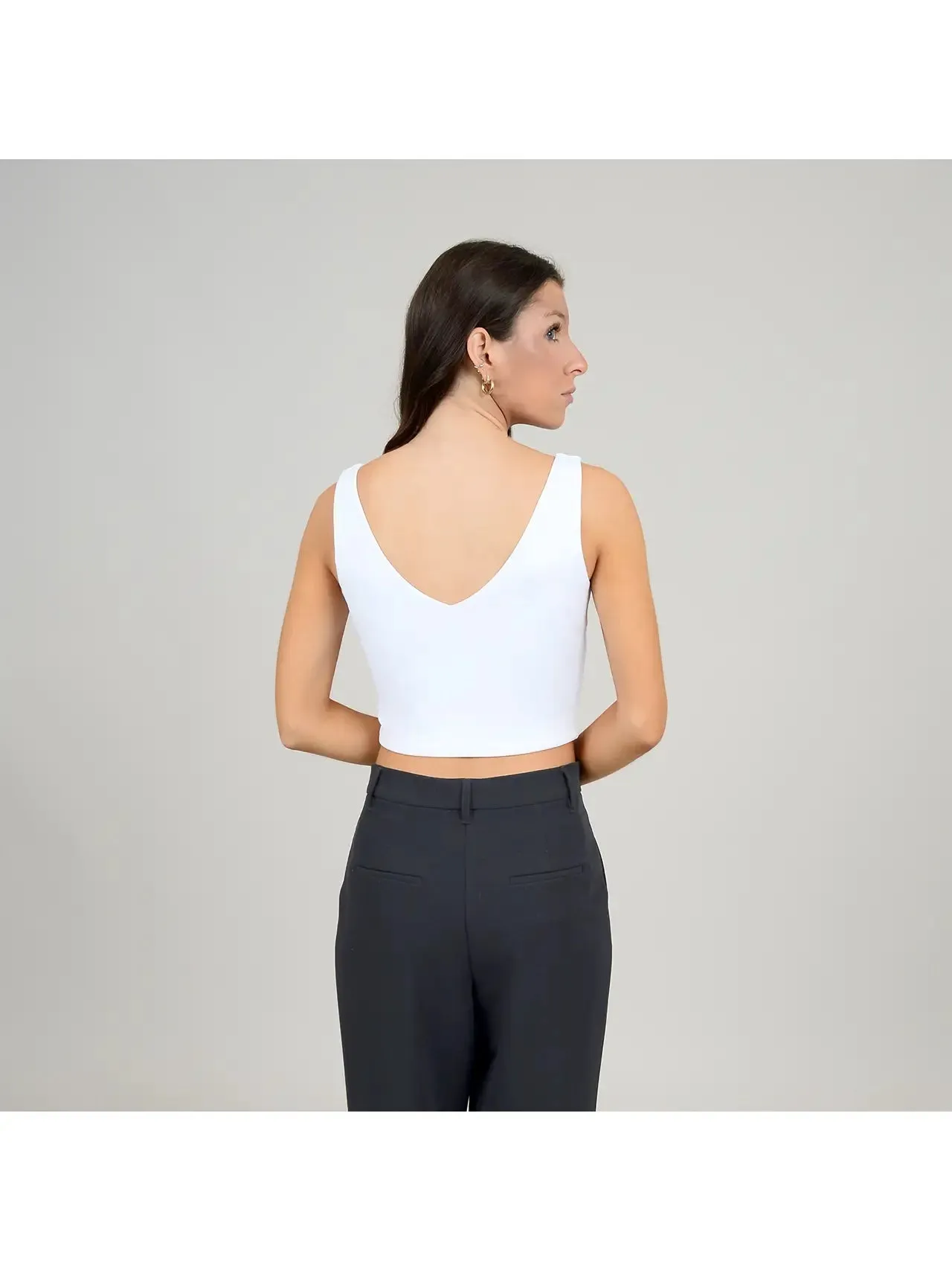 Second Skin Valentina Double V Tank | White sold by Bella Chic product image thumbnail 3