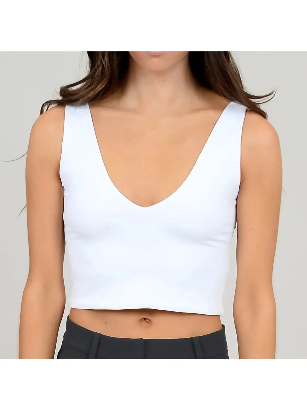 Second Skin Valentina Double V Tank | White sold by Bella Chic product image thumbnail 2