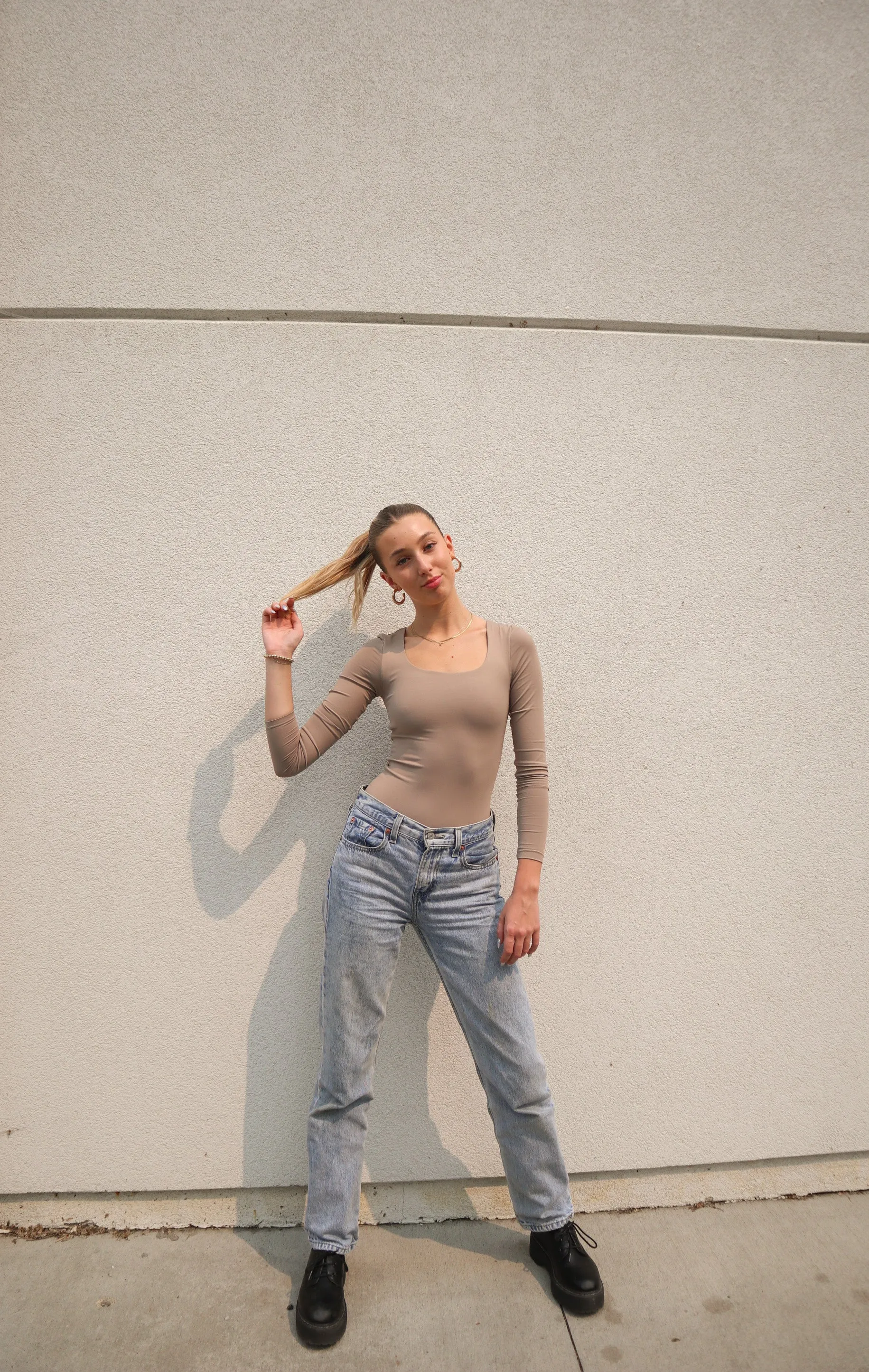 Mariana U Neck Long Sleeve Bodysuit | Nomad sold by Bella Chic