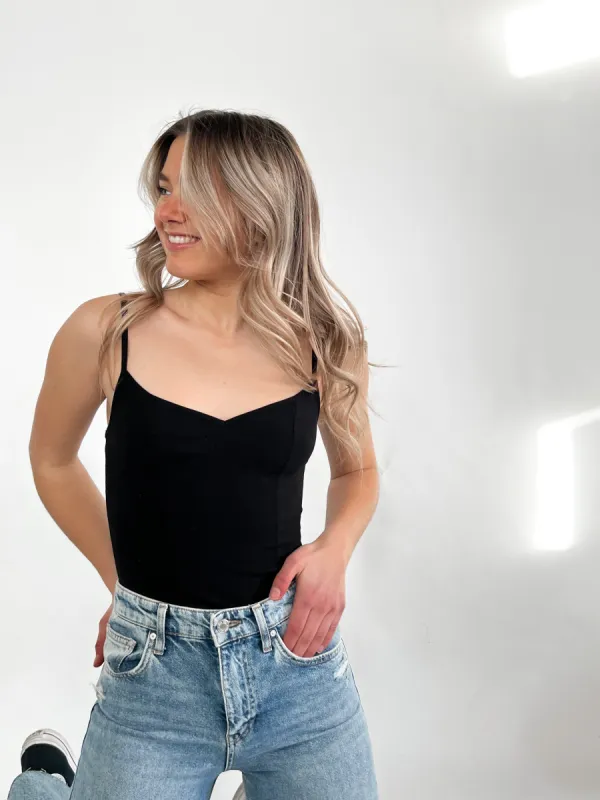 Free People Last Rose Bodysuit | Black sold by Bella Chic