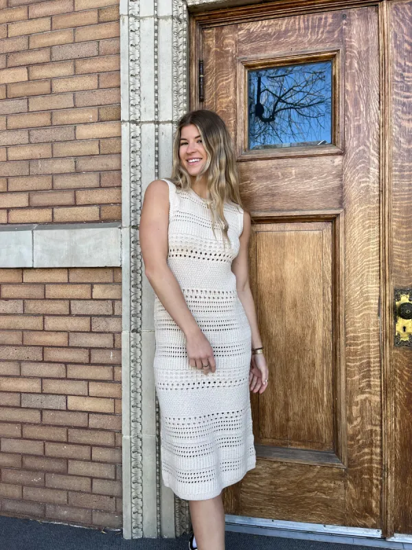 Dixie Sleeveless Crew Neck Dress | Neutral sold by Bella Chic