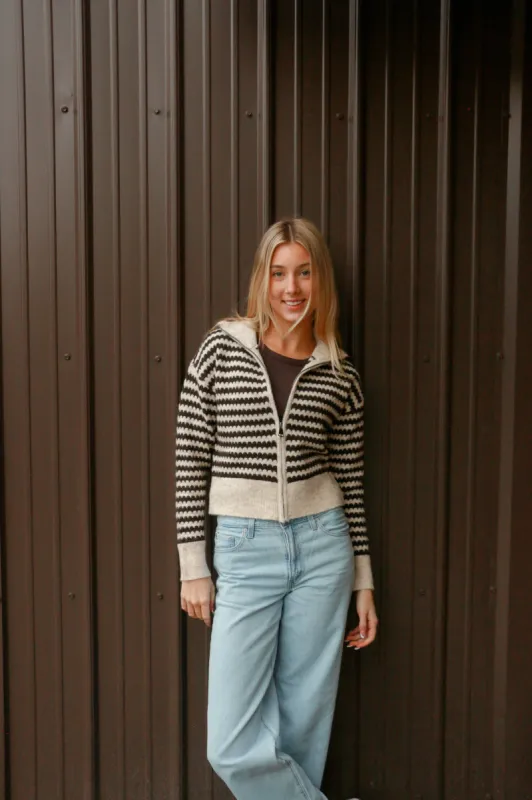 Yor Long Sleeve Mock Neck Full-Zip Cardigan | Fawn sold by Bella Chic