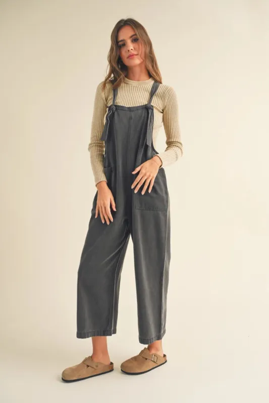 Jules Tencel Washed Jumpsuit | Black sold by Bella Chic