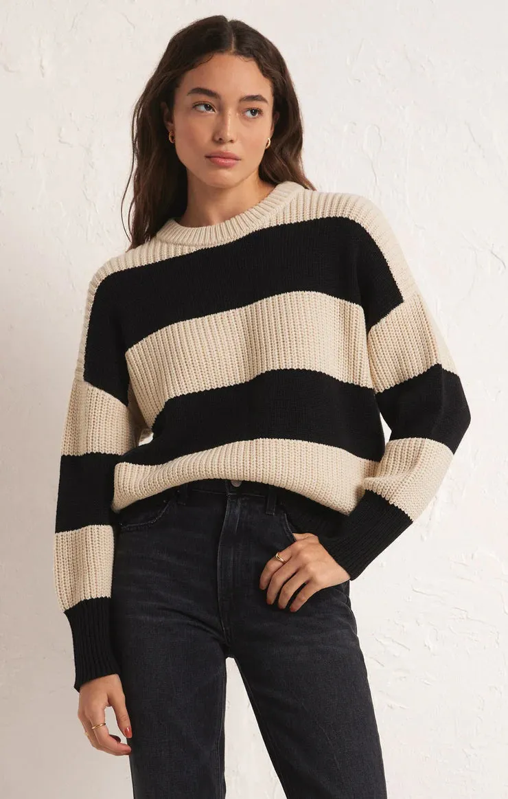 Fresca Stripe Sweater | Black sold by Bella Chic