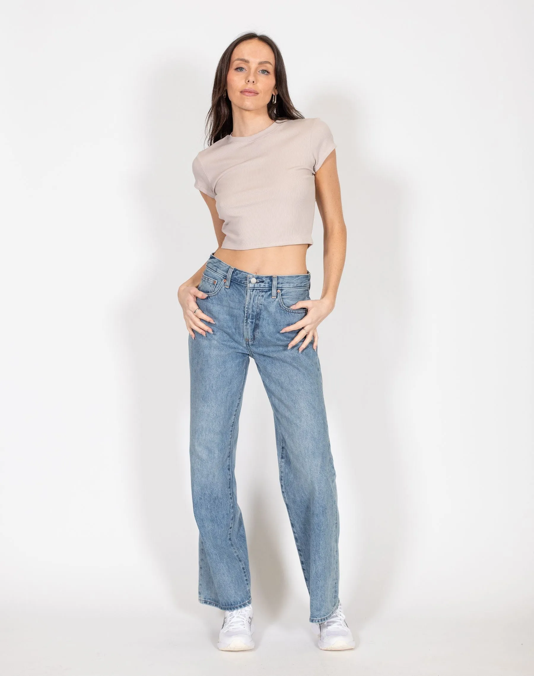 Ribbed Cropped Fitted T-Shirt | Oyster sold by Bella Chic product image thumbnail 5