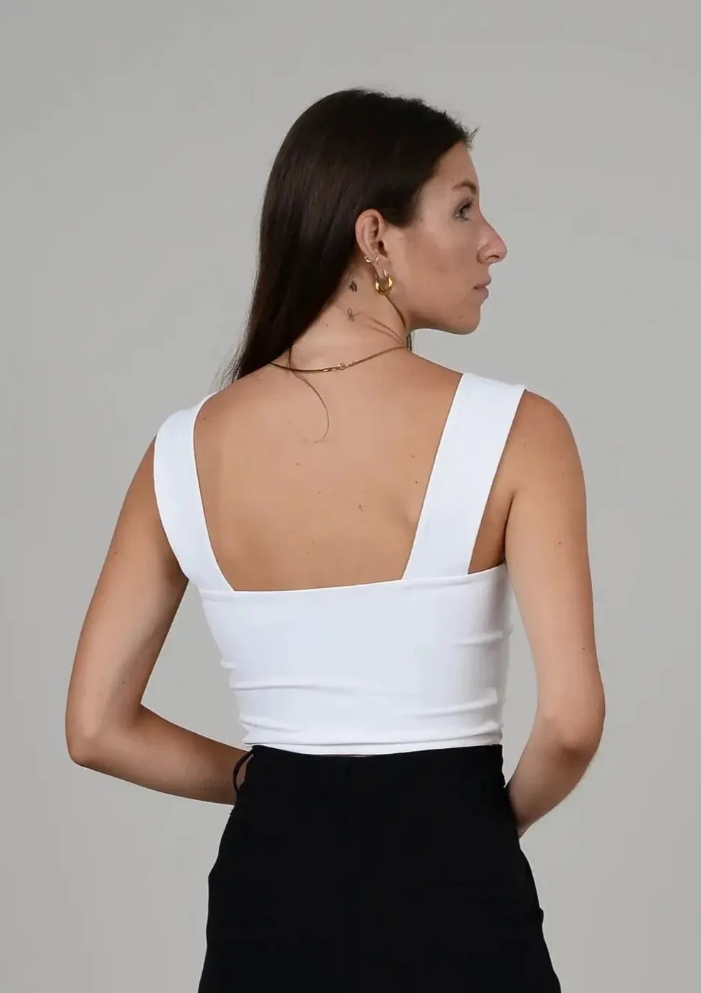 Second Skin Clare Wide Strap Tank Top | White sold by Bella Chic product image thumbnail 4