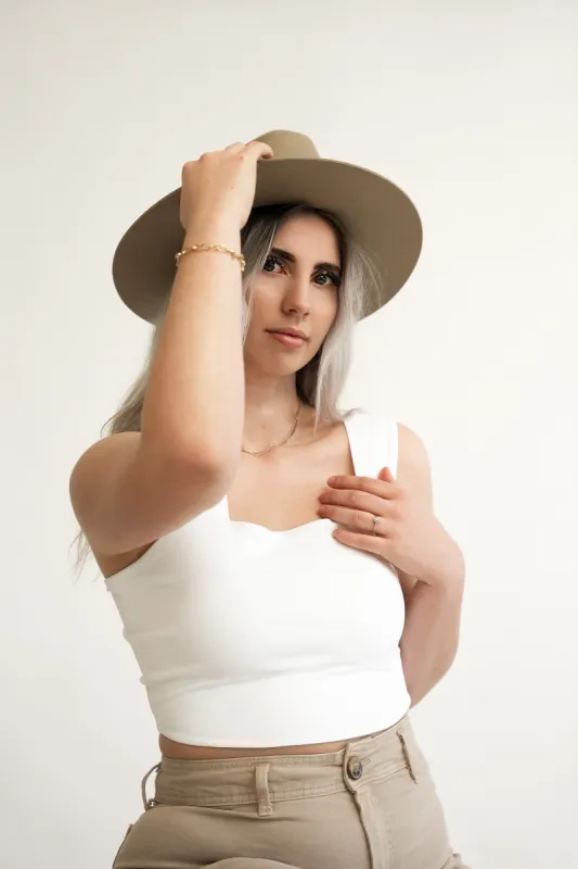 Second Skin Clare Wide Strap Tank Top | White sold by Bella Chic