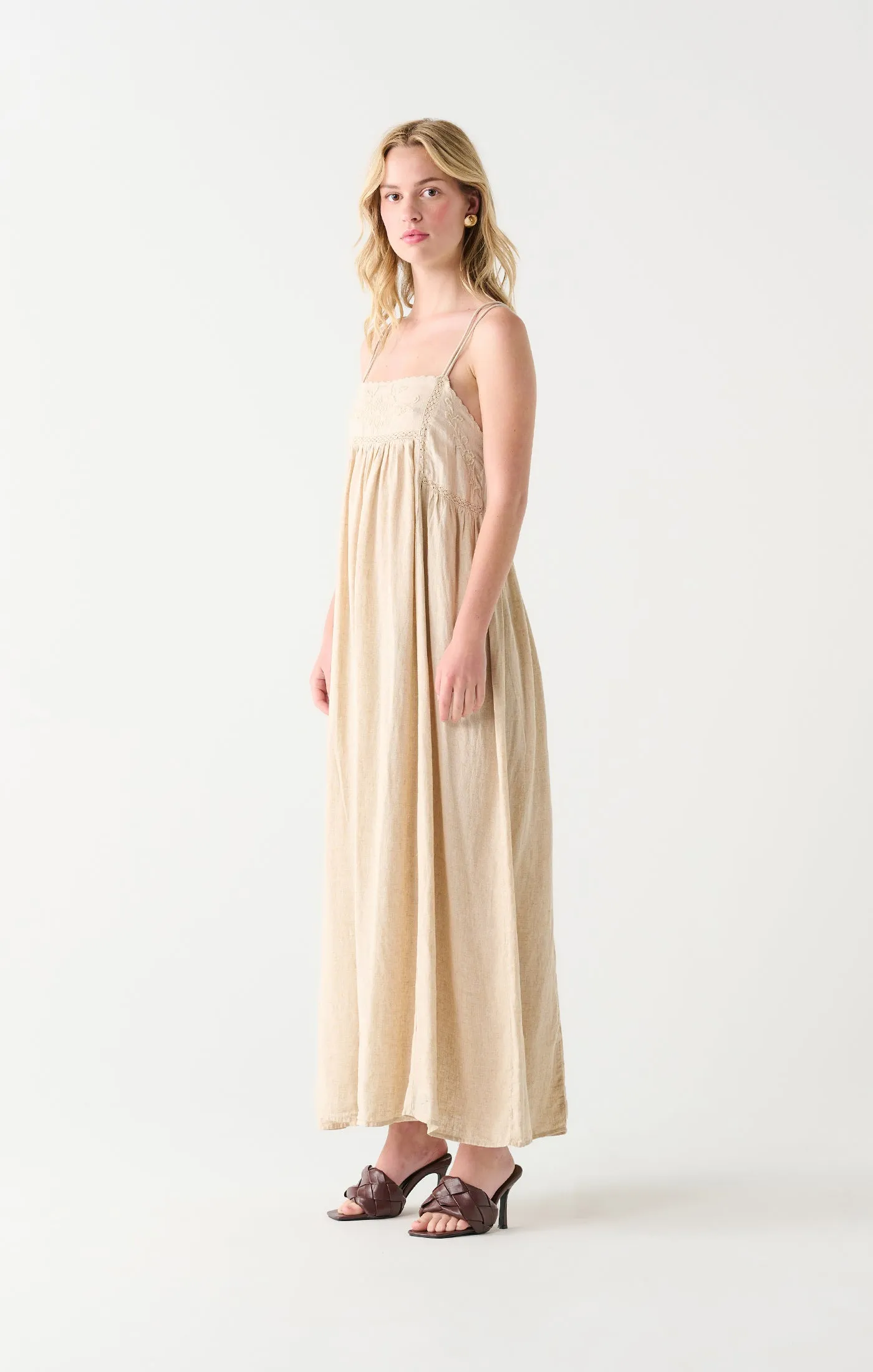 Linen Blend Midi Dress | Wheat sold by Bella Chic product image thumbnail 2