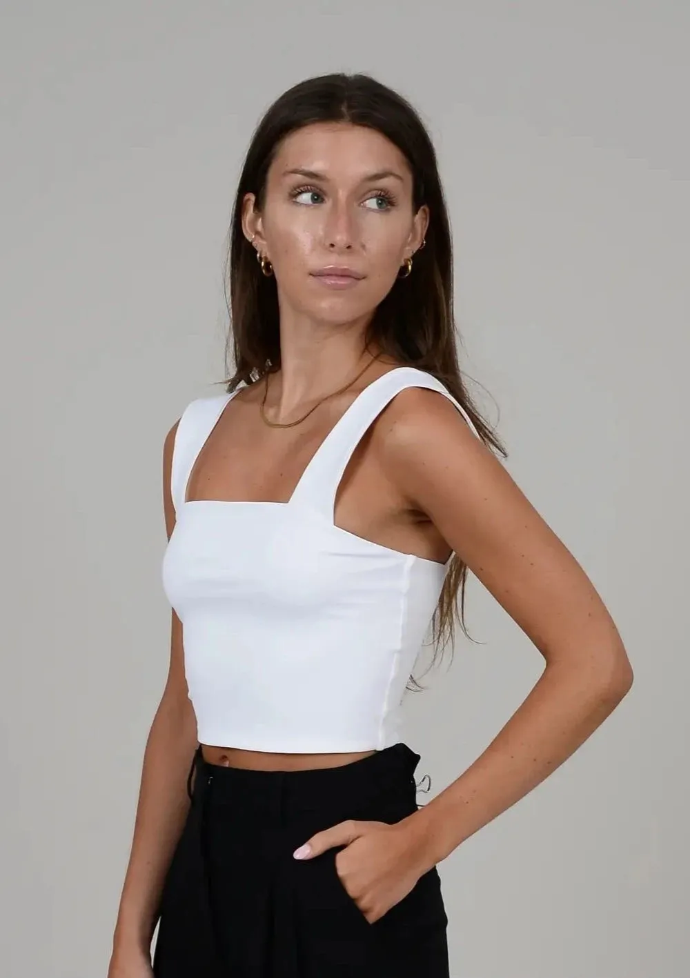 Second Skin Clare Wide Strap Tank Top | White sold by Bella Chic product image thumbnail 3
