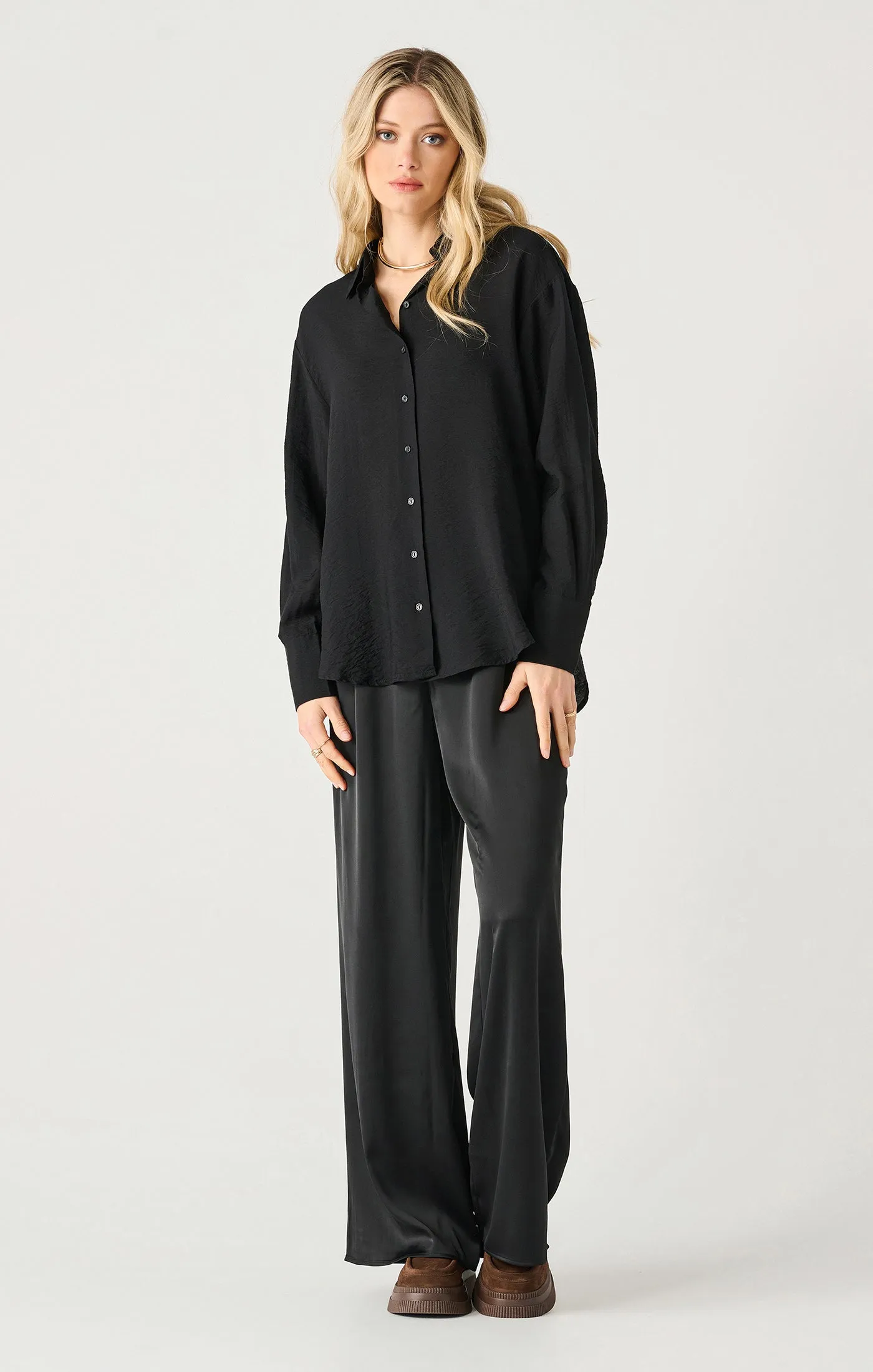 Long Sleeve Flowy Satin Blouse | Black sold by Bella Chic product image thumbnail 3