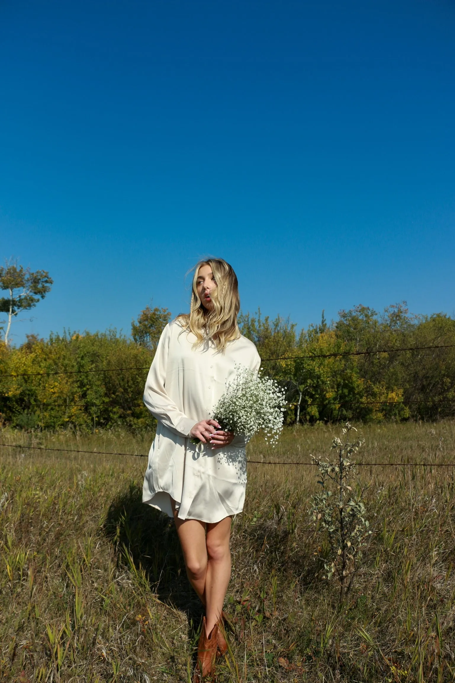 Penelope Satin Shirt Dress | Truffle Salt sold by Bella Chic