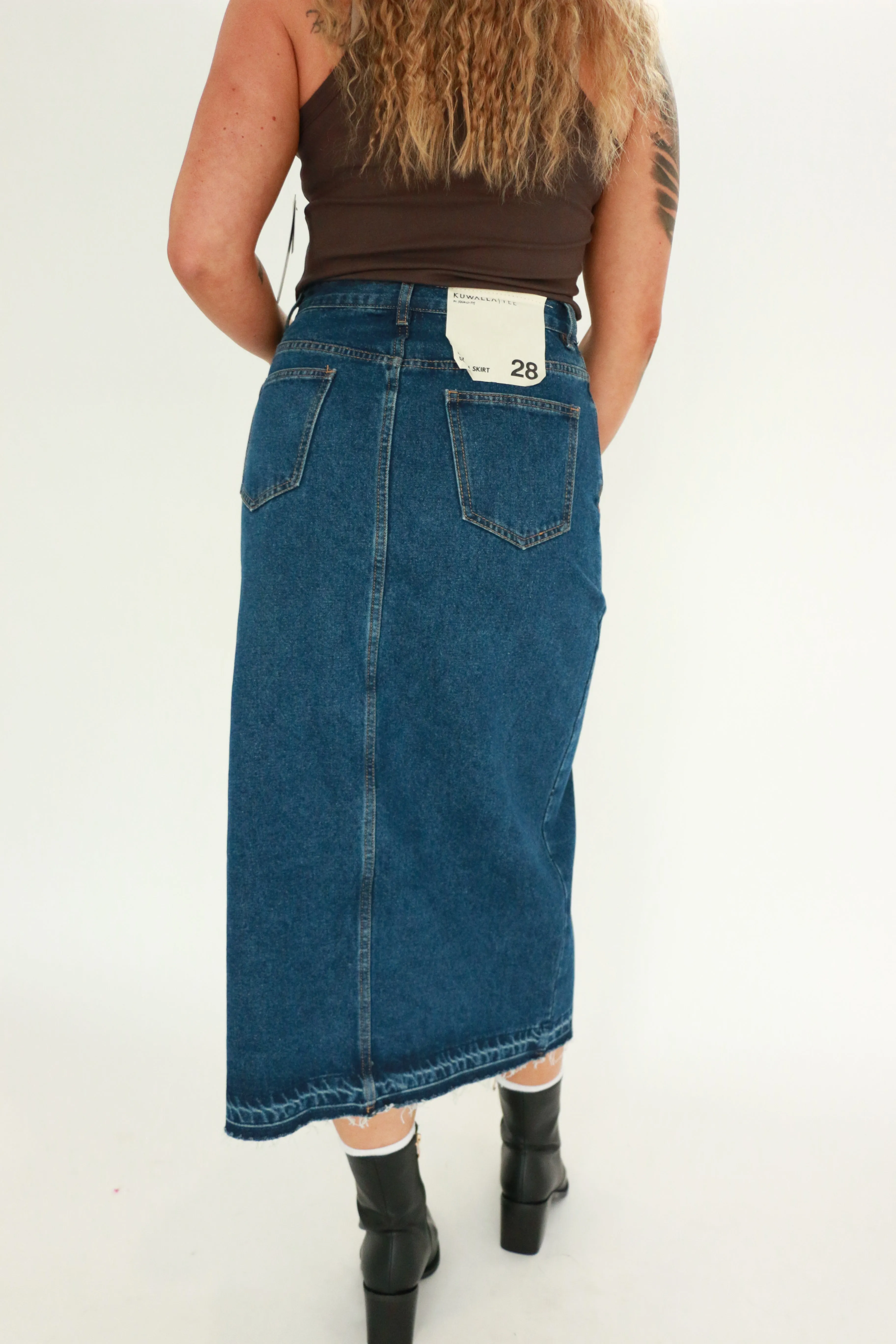 Midi Denim Skirt | Dark Blue sold by Bella Chic product image thumbnail 4