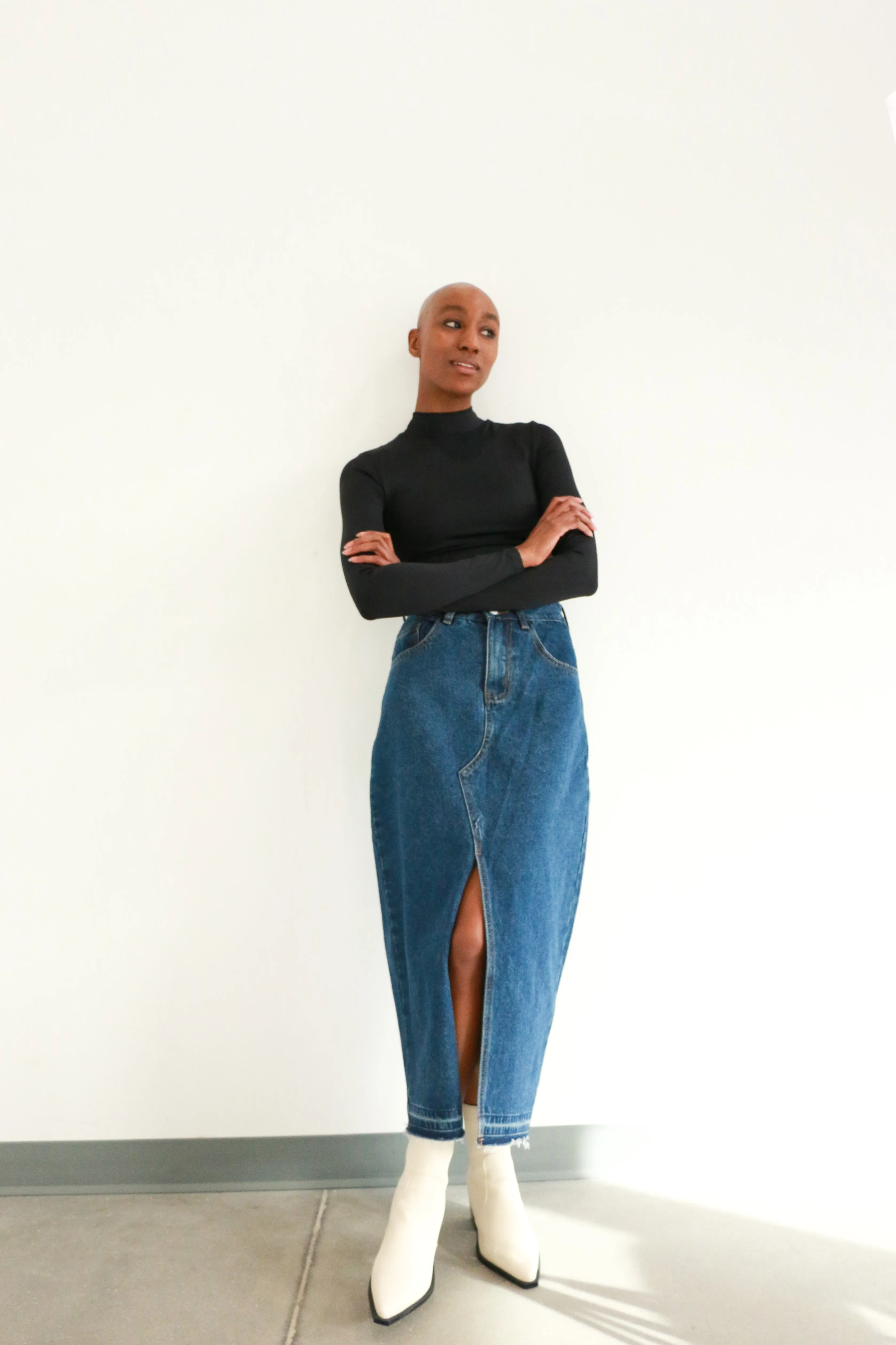 Midi Denim Skirt | Dark Blue sold by Bella Chic product image thumbnail 2