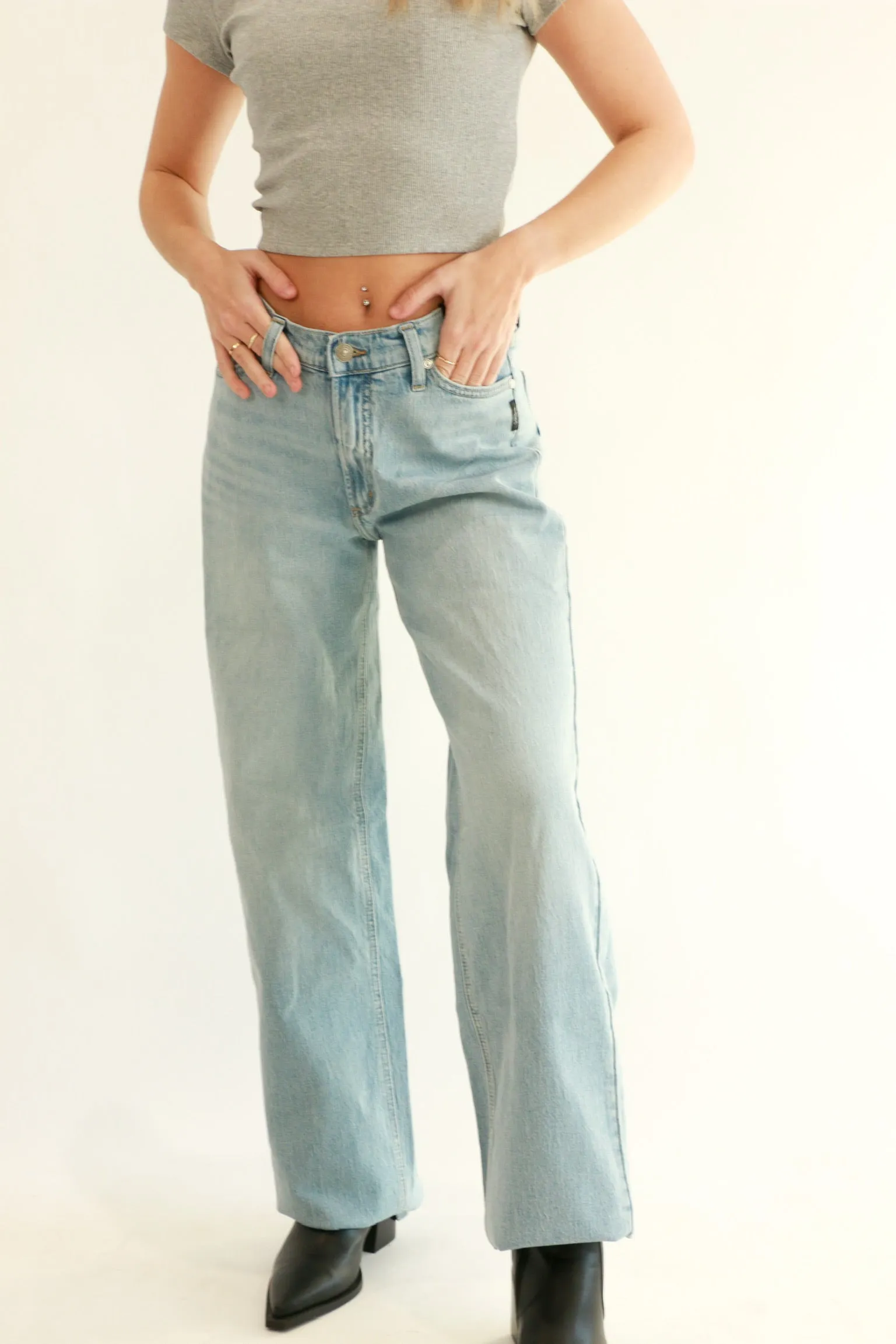 V-Front Wide Leg Jean sold by Bella Chic