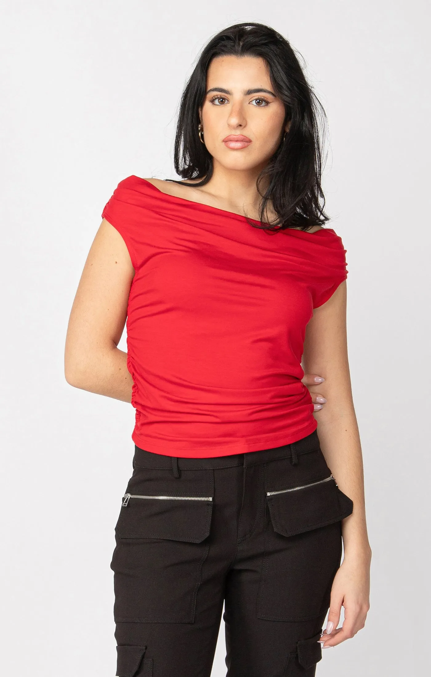 Draped Top | Cherry sold by Bella Chic