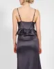 Satin Maxi Slip Skirt | Charcoal sold by Bella Chic