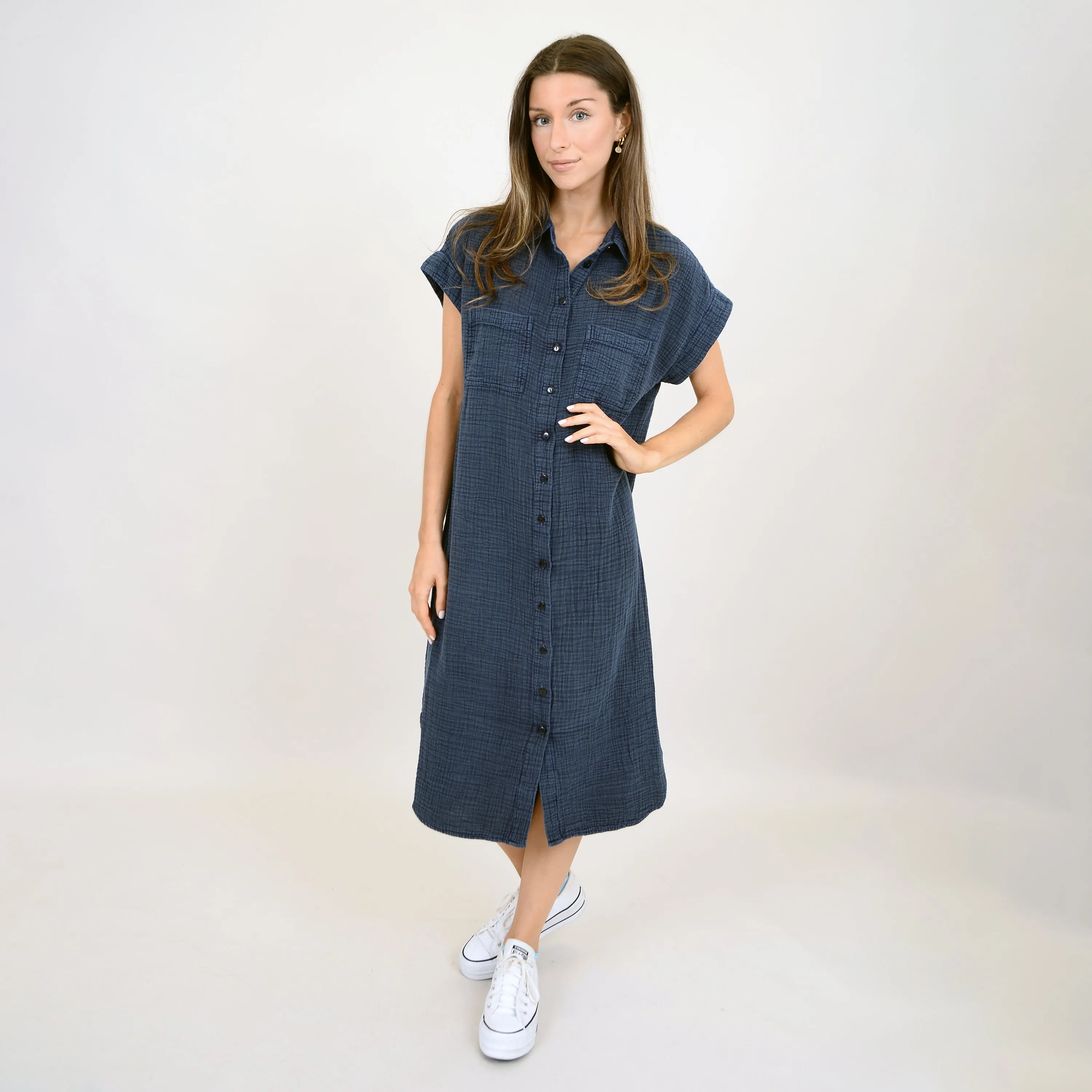 Aira Bubble Gauze Dolman Dress | Ink sold by Bella Chic product image thumbnail 2