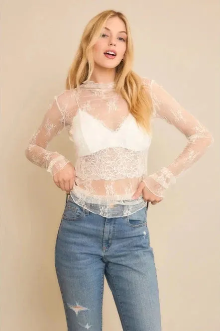 Mesh Lace Fitted Top | White sold by Bella Chic product image thumbnail 5